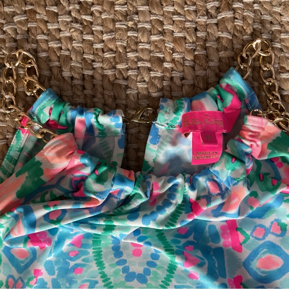 Lily Pulitzer Bowen gold chain floral Tank. Med - Picture 2 of 3